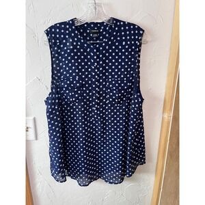 Torrid Navy Blue White Polka Dot Sleeveless Button Up Blouse Plus Size 1